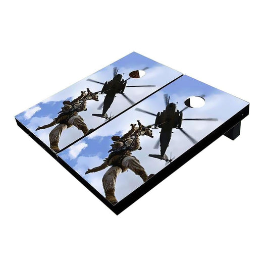 Marines Propelling From Helicopter Cornhole Boards
