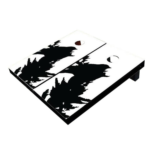Raven on a Tree White Cornhole Boards