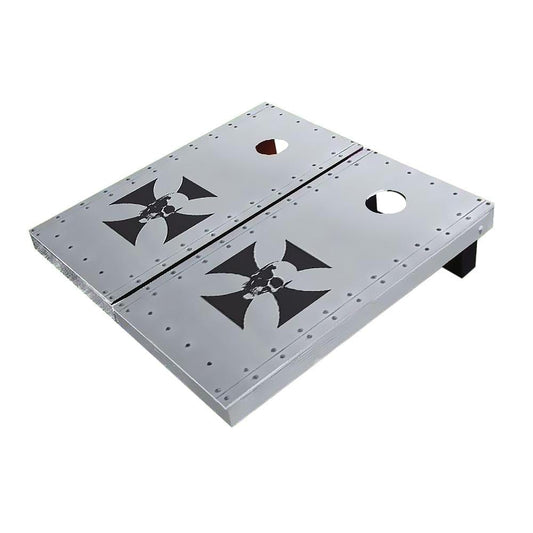 Rivet Iron Cross With Skull Cornhole Boards