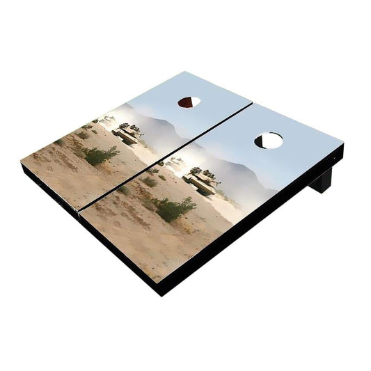 Tank On Dirt Road Cornhole Boards