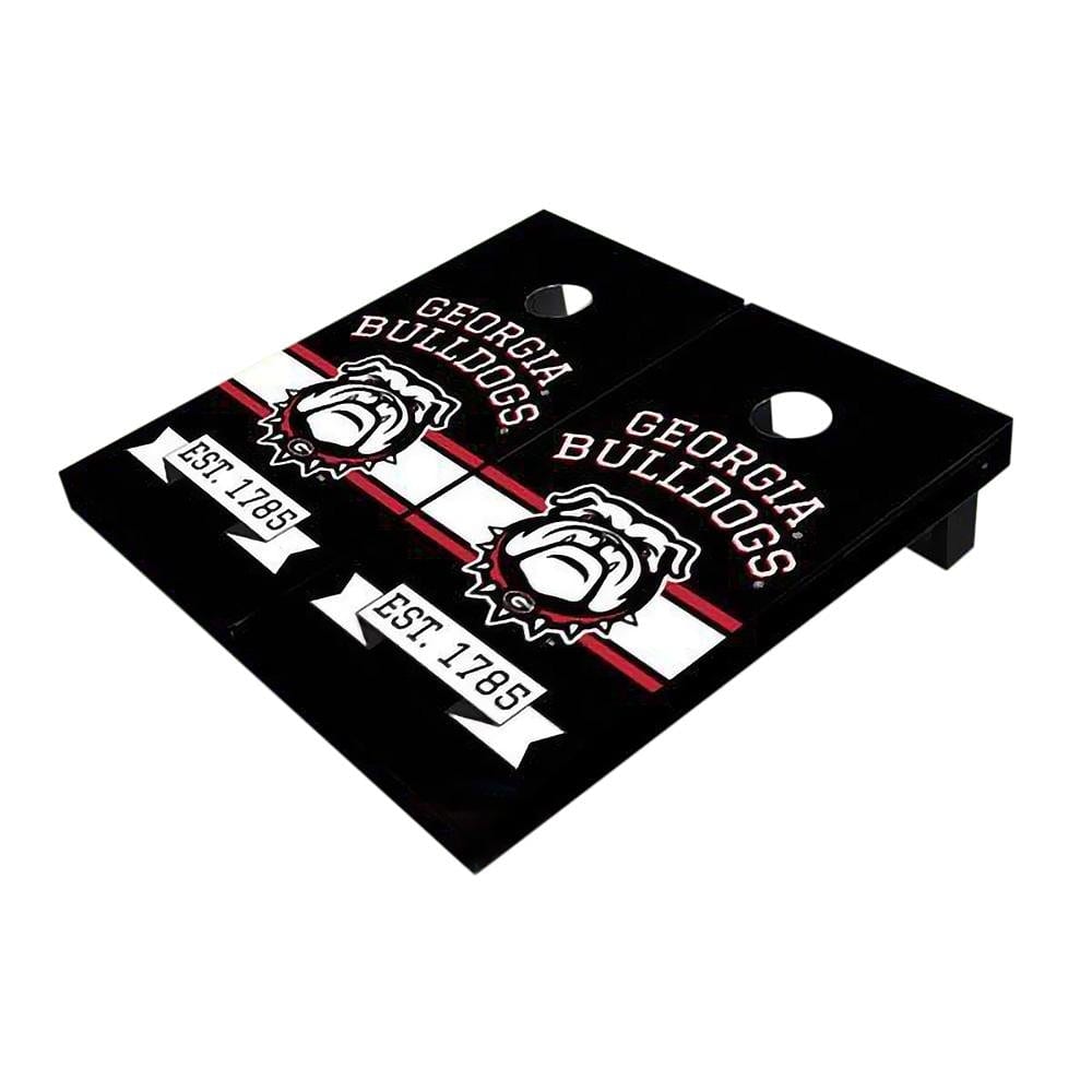 Georgia Bulldog Mark Solid Black EST Cornhole Boards