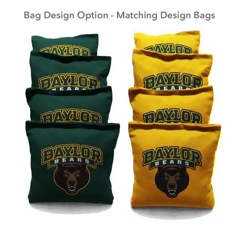 Baylor Bear Head Hunter Green Rosewood team logo cornhole