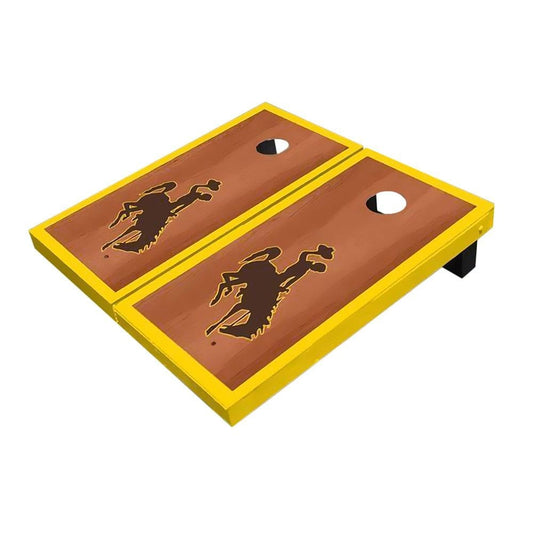 Wyoming Cowboys Gold Rosewood All-Weather Cornhole Boards