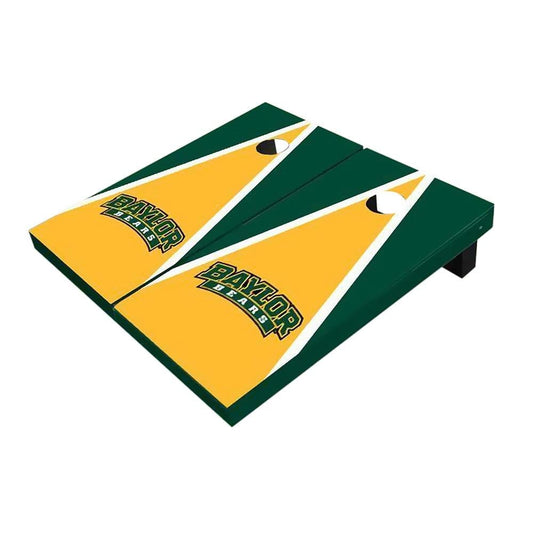 Baylor Arch Yellow And Hunter Green Triangle Cornhole Boards