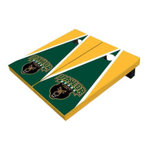 Baylor Bear Head Hunter Green And Yellow Triangle Cornhole Boards
