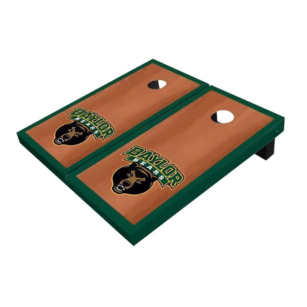 Baylor Bear Head Hunter Green Rosewood All-Weather Cornhole Boards