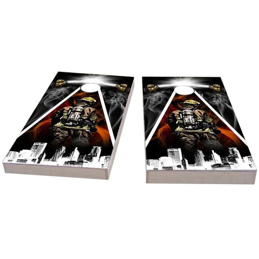 Firefighter City Scape Cornhole Boards