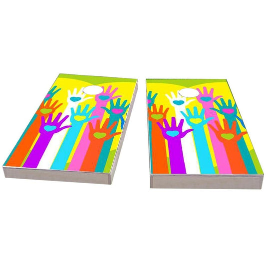 Gay Pride Hands of Love Cornhole Boards