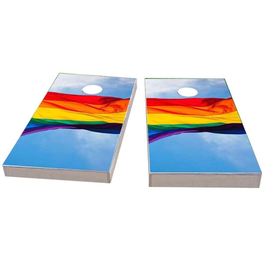Gay Pride Rainbow Flag in the Sky Cornhole Boards