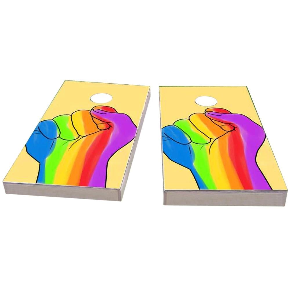 Gay Pride Rainbow Hand Cornhole Boards