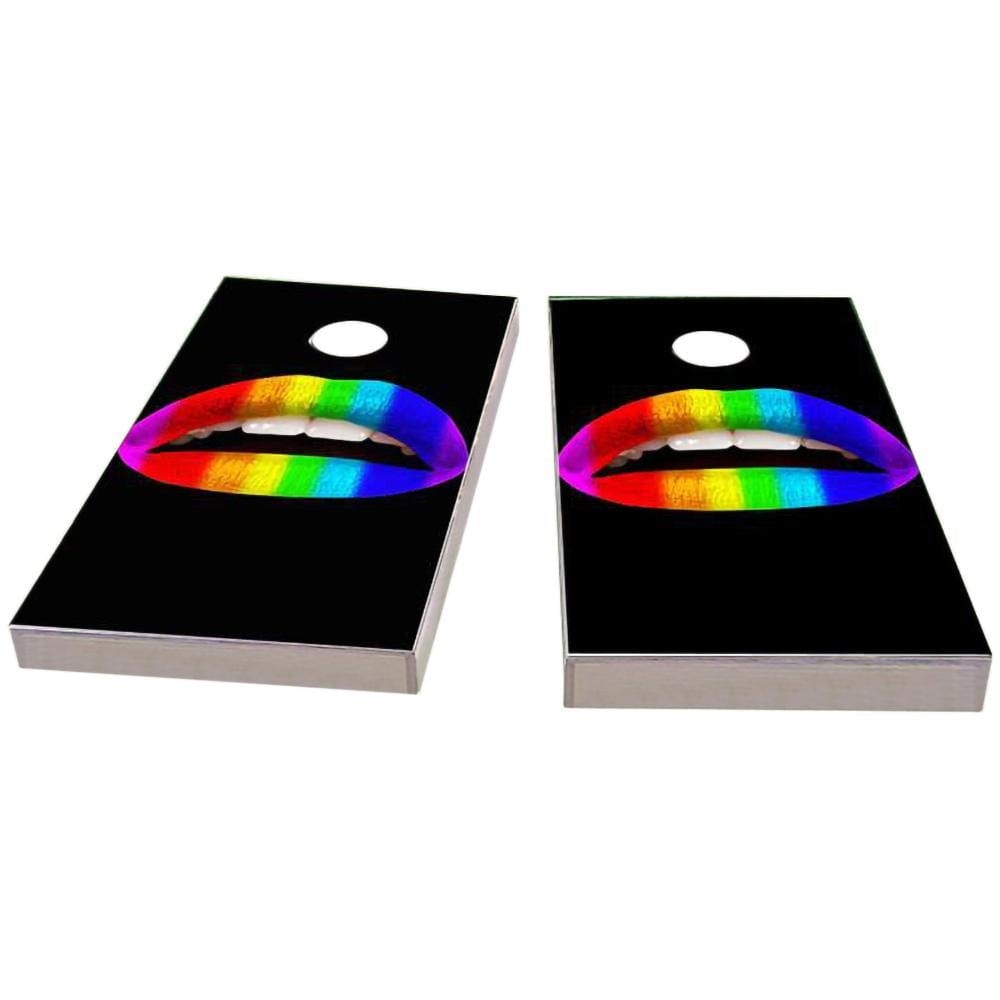 Gay Pride Rainbow Lips Cornhole Boards