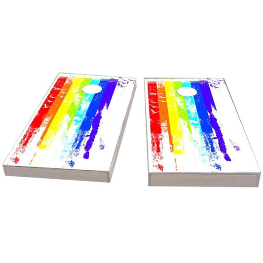 Gay Pride Rainbow Paint with Birds Cornhole Boards