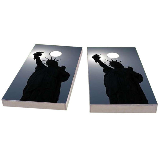 Lady Liberty in Moonlight Cornhole Boards