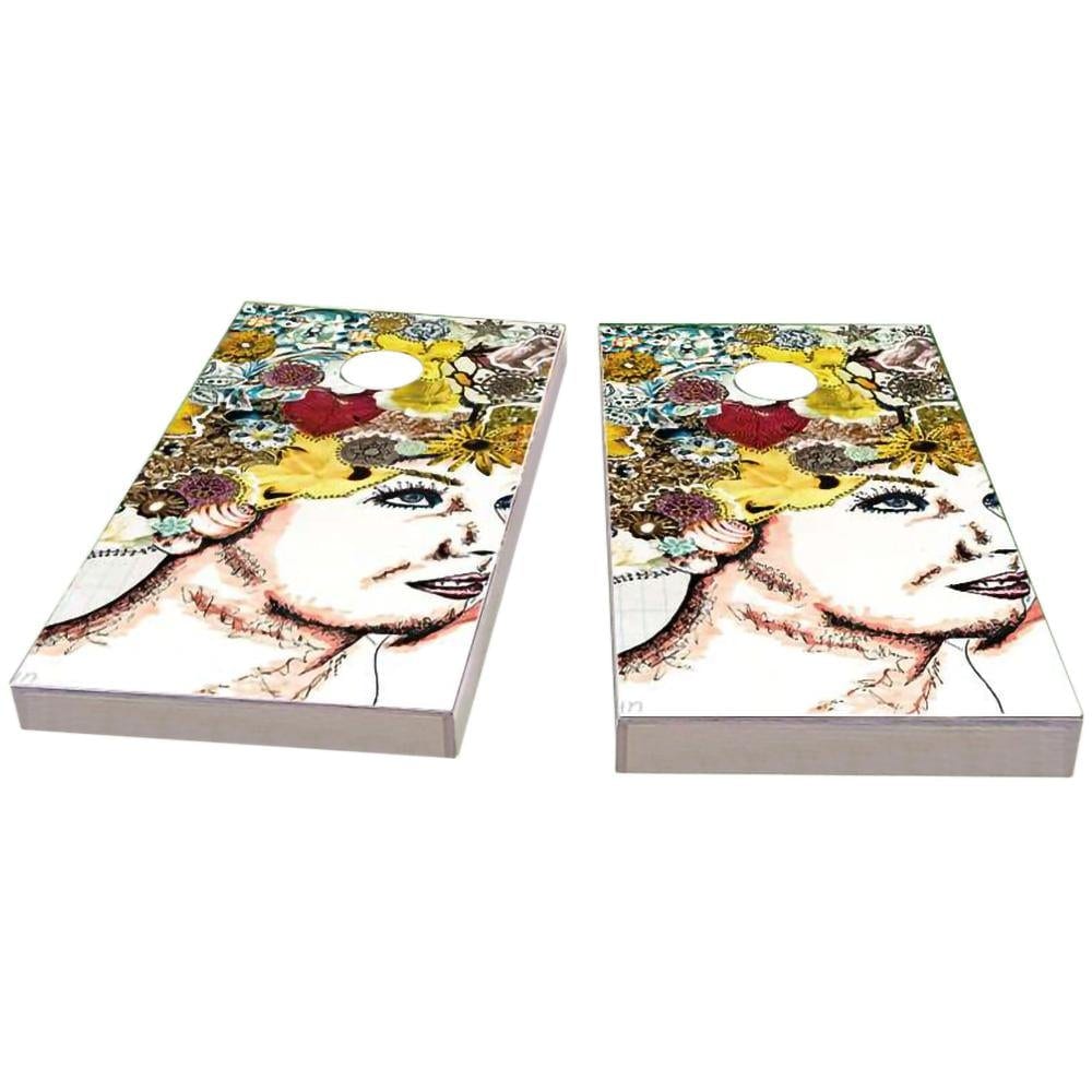 Lady with Flowers in Hair Cornhole Boards