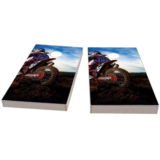 Moto Riding in Mud Cornhole Boards