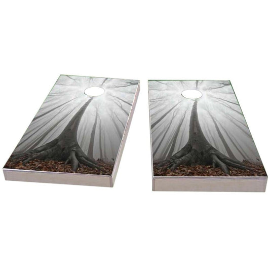 Trees in a Foggy Forest Cornhole Boards