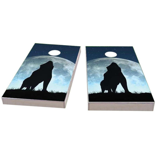 Wolf Howling On Full Moon All-Weather Cornhole
