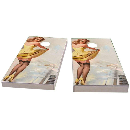 Yellow Pinup Girl Cornhole Boards