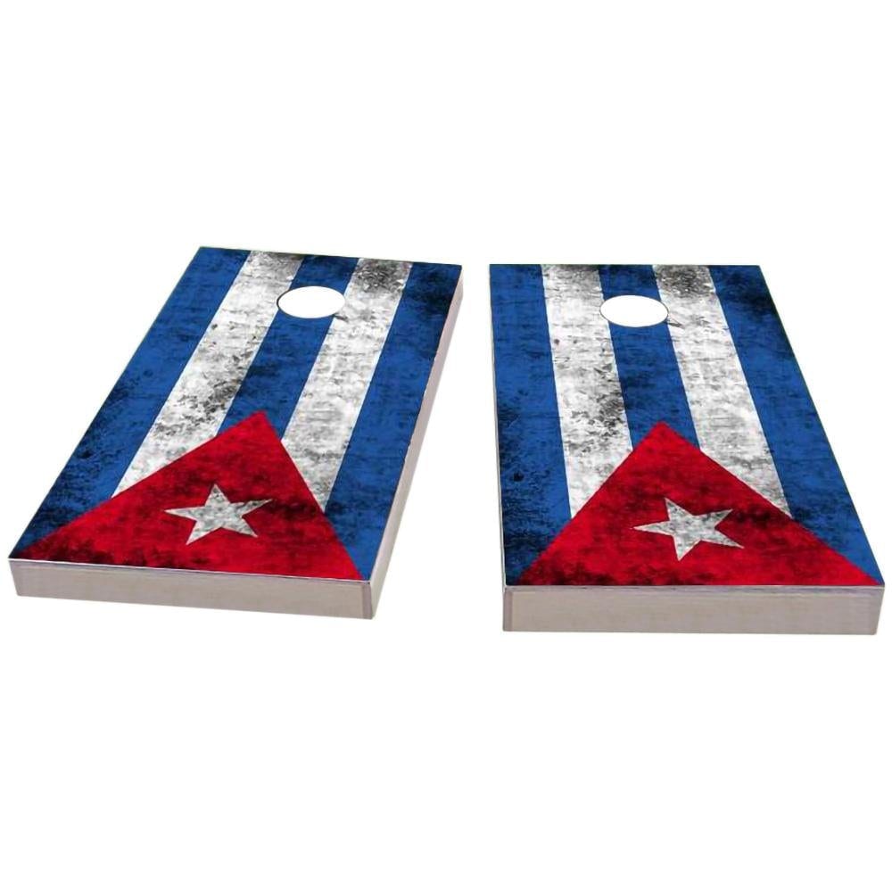 Cuba Worn Flag Cornhole Boards