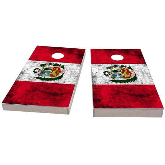 Peru Worn Flag Cornhole Boards