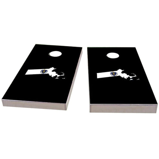 MassachuBoardsts Outline (Black) Cornhole Boards