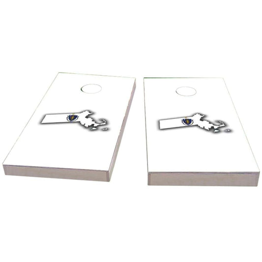 MassachuBoardsts Outline (White) Cornhole Boards