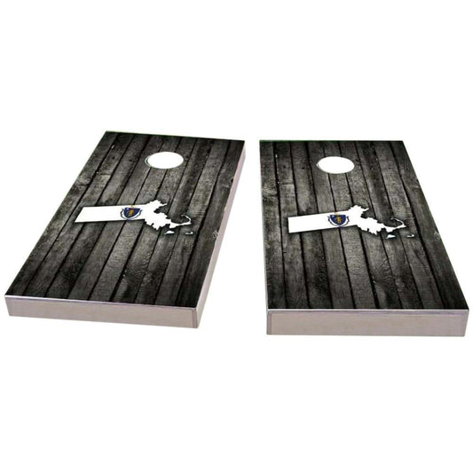 MassachuBoardsts Wood Slate & Map Cornhole Boards