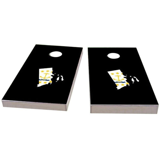 Rhode Island Outline (Black) Cornhole Boards