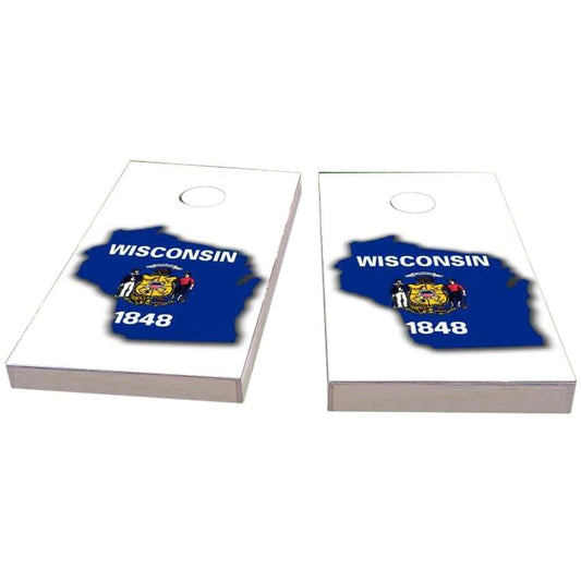 Wisconsin Outline (White) Cornhole Boards