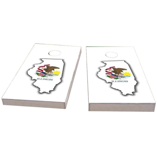 Illinois Outline (White) Cornhole Boards