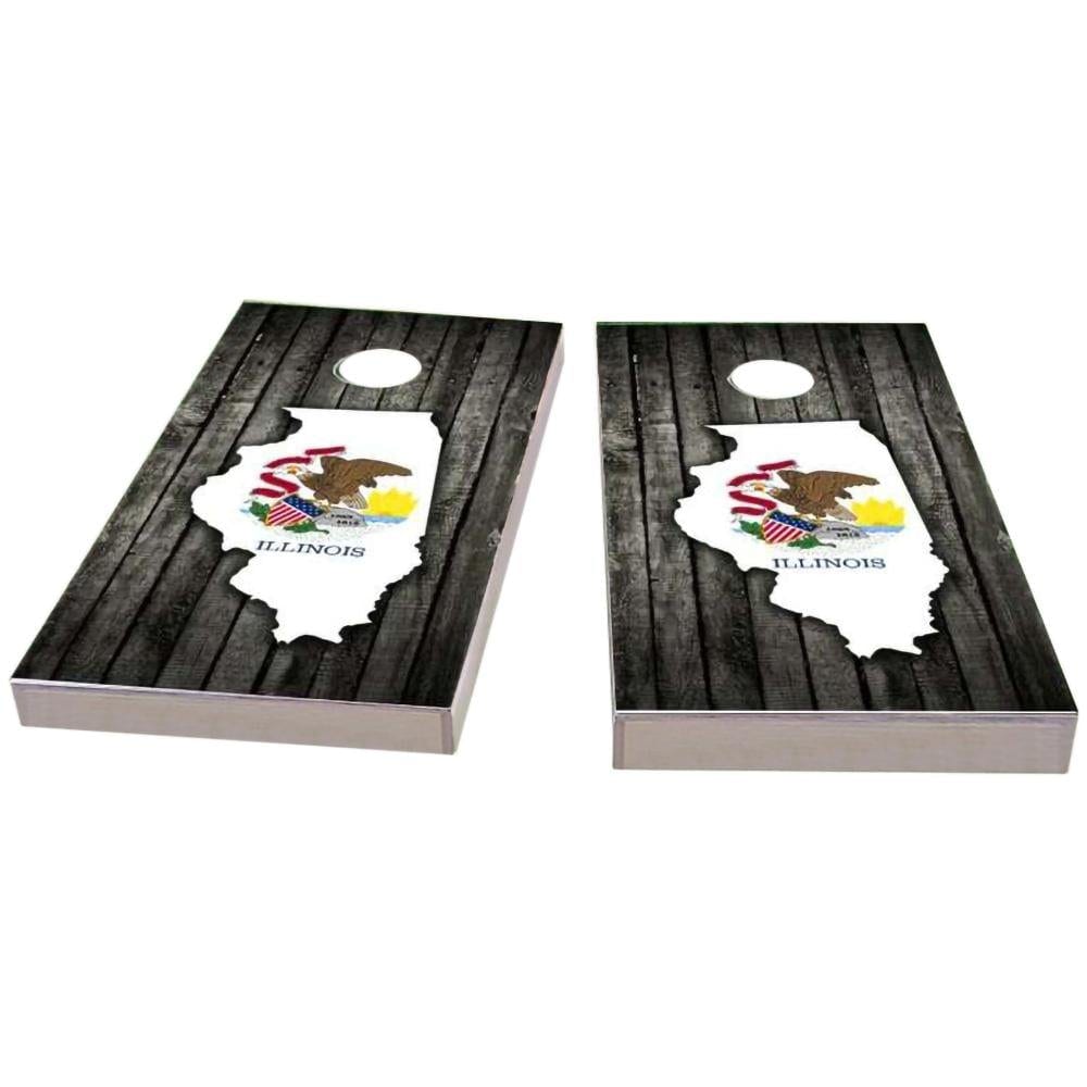 Illionois Wood Slate & Map Cornhole Boards