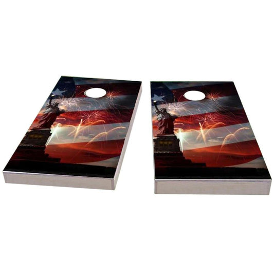 American Flag Statue of Liberty Cornhole Boards