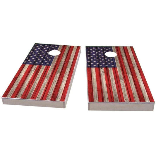 American Flag Wood Slat Cornhole Boards