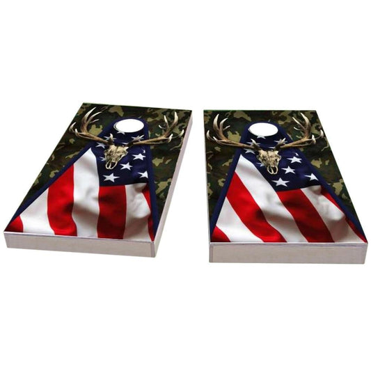 American Flag Deer Mount All-Weather Cornhole