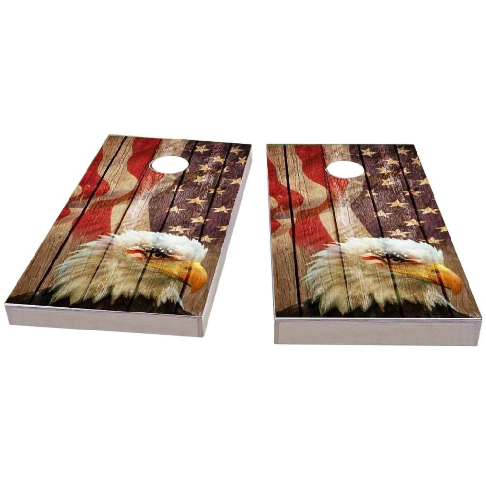 American Flag Distressed Eagle Cornhole Boards