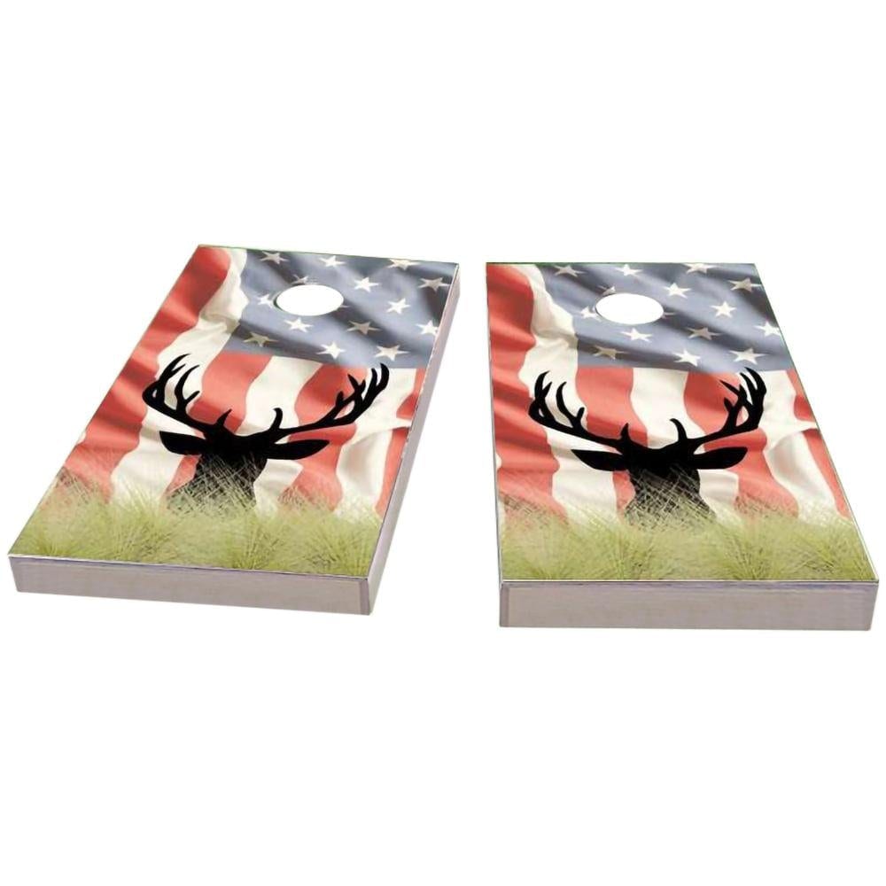 American Flag Elk Cornhole Boards