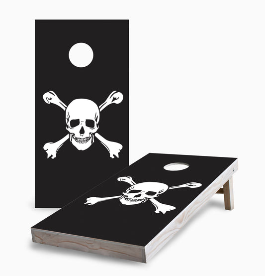Black Skull and Crossbones Cornhole Boards