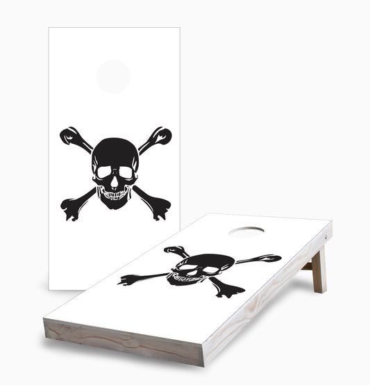 White Skull and Crossbones Cornhole Boards
