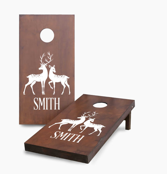 Personalized Stained Two Deer Cornhole Boards