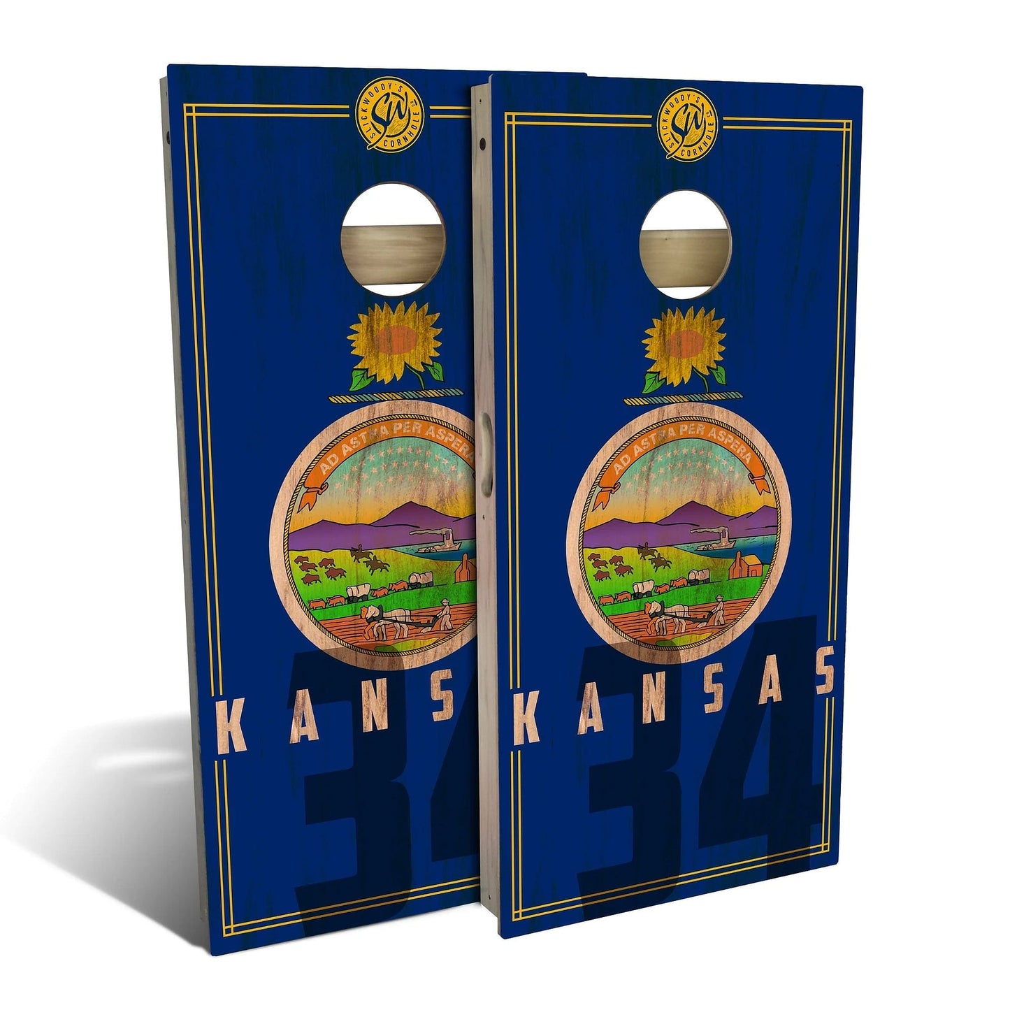 Kansas State Flag 2.0 Cornhole Boards