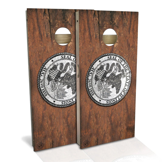 Illinois Flag Rustic Cornhole Boards