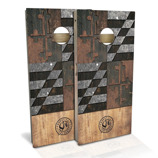Maryland Flag Rustic Cornhole Boards
