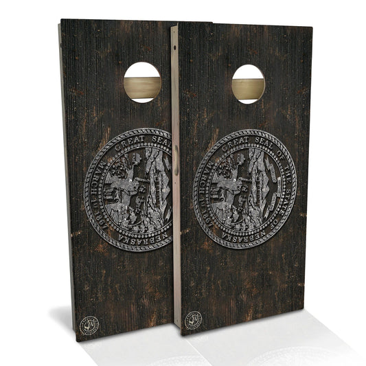Nebraska Flag Vintage Cornhole Boards