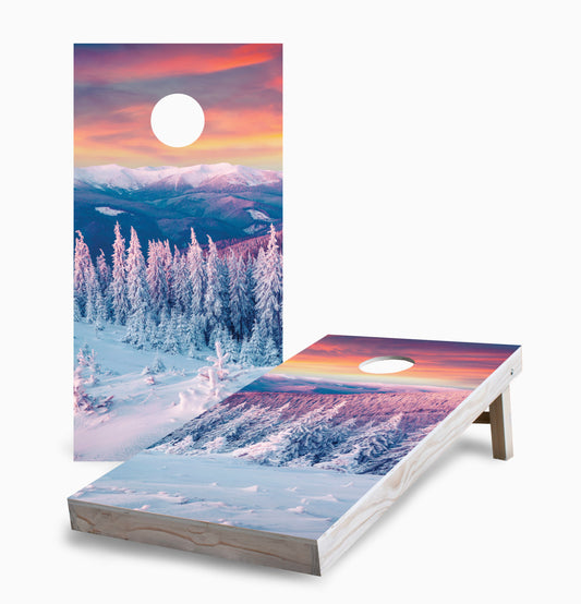Sunrise Winter Mountains Cornhole Boards