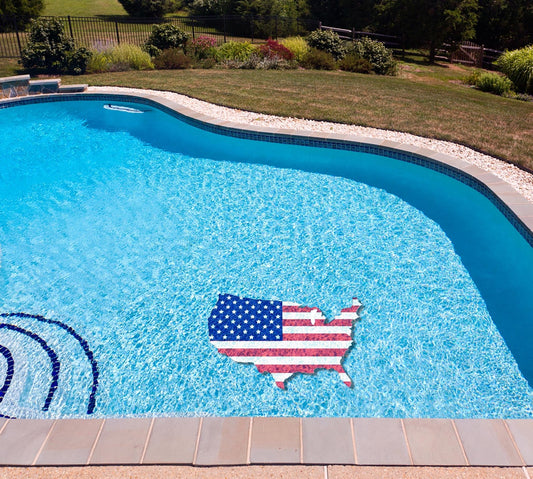 USA Flag Poolmat in water