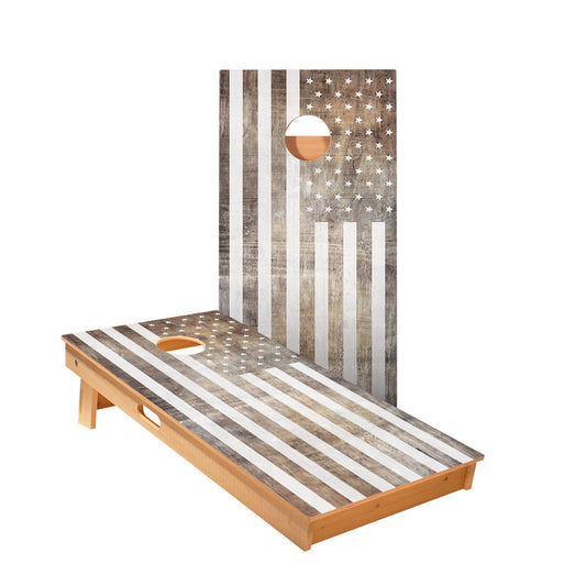 Vintage Black And White American Flag Cornhole Boards