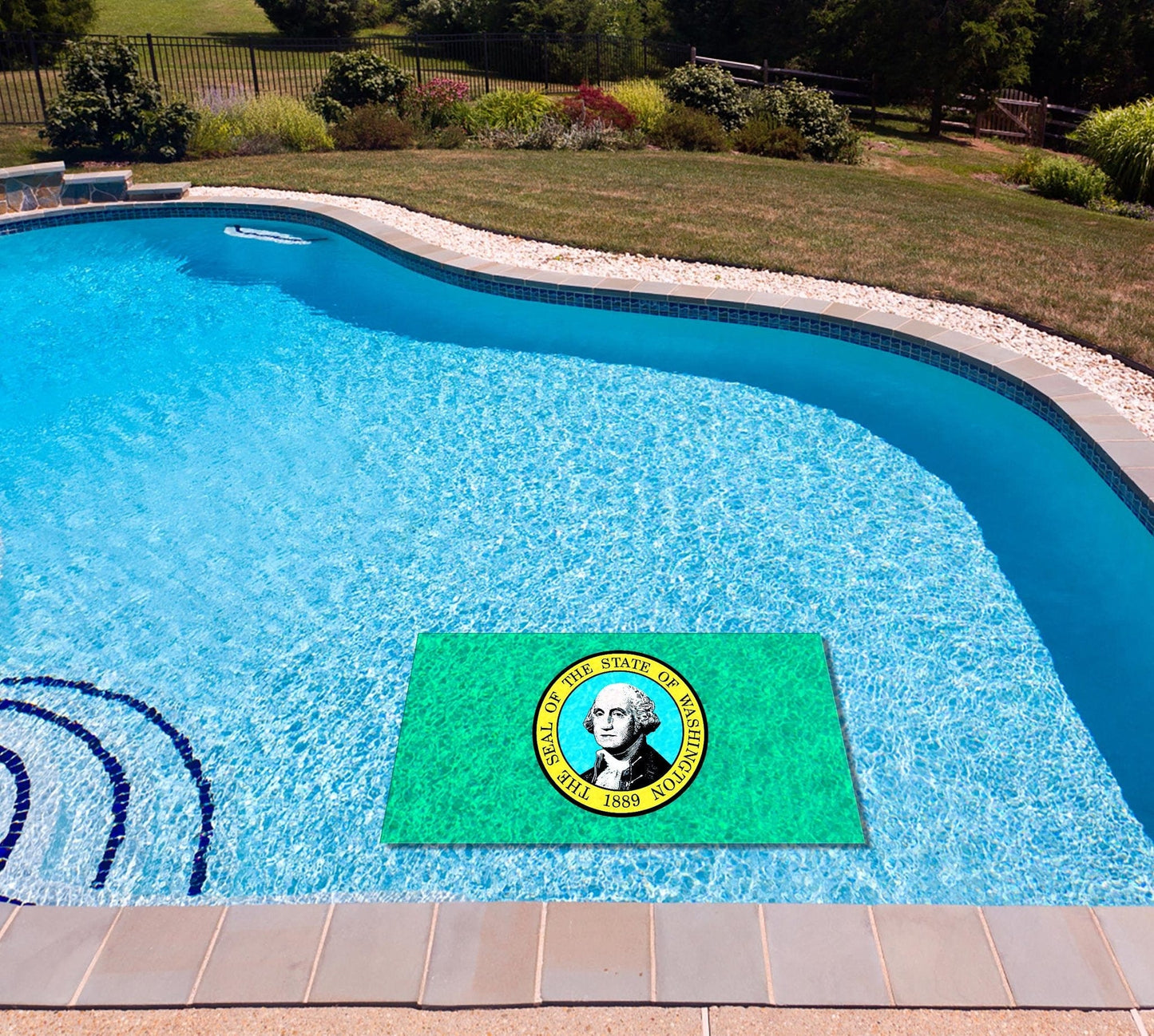 Washington State Flag poolmat in water
