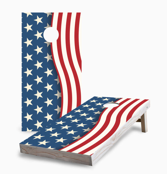 Wavy American Flag Cornhole Boards