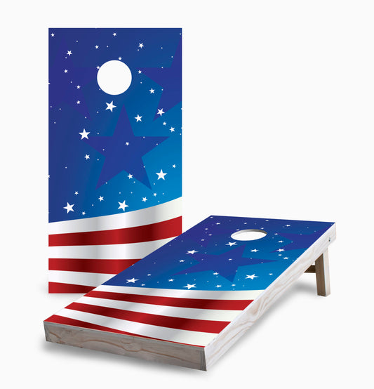 Wavy American Flag 2 Cornhole Boards