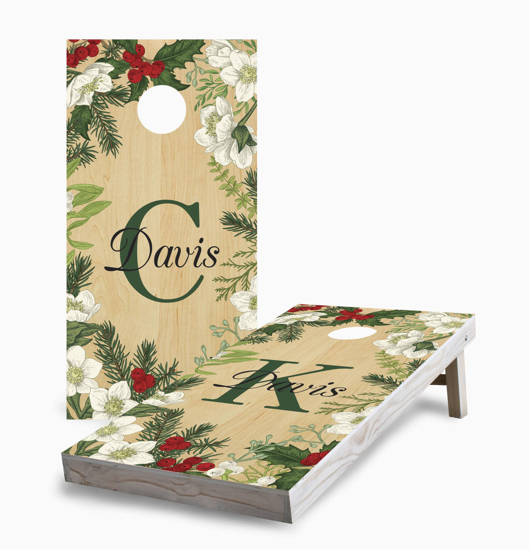 Personalized Winter Initials and Name Cornhole Boards